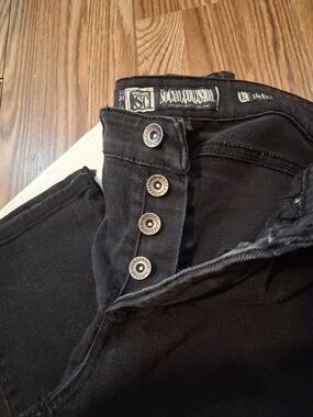 Social Collision Men's Indie Black Slim Straight Skinny Jeans 31x32 Button Fly
